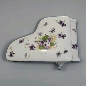 Caja de baratijas para joyería Norcrest porcelana dulces violetas piano de cola violeta secreto  - Imagen 1 de 4