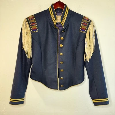 Double D Ranch Calvary Rodeo Jacket Navy Blue Jacket with Yellow Trim Size Small - Image 1 of 4