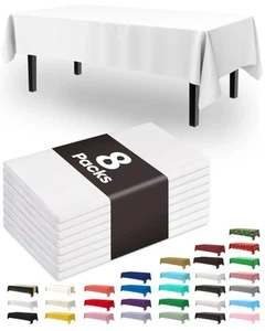 Pureegg Plastic Table Cloth Disposable 8 Pack, 54 x 108 Inch Table Cloths, Pa... - Picture 1 of 8