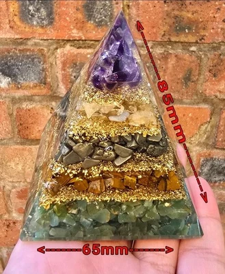 7 Chakra Money Orgonite Pyramid 85mm Healing Crystal Energy Money Booster Gift - Image 1 of 4