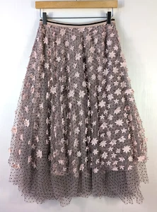 Neu mit Etikett Eva Franco Damen XS rosa 3D Blumen Tüll A-Linie Netz Midirock - Bild 1 von 12