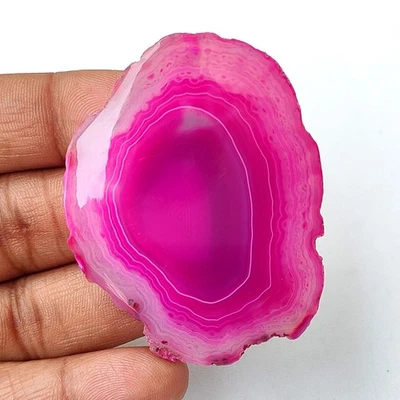 Розовый агат ломтик друзы драгоценный камень натуральный жеода кабошон россыпью 130 карат #11419 - Изображение 1 из 4