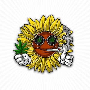 Sunflower Blazin' Funny Sticker Holographic Waterproof Vinyl Decal Art “4 INCH” - Picture 1 of 2