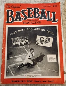The Original Baseball Magazine Babe Ruth Anniv Issue Sept 1952 Rare Good Cond - Picture 1 of 15