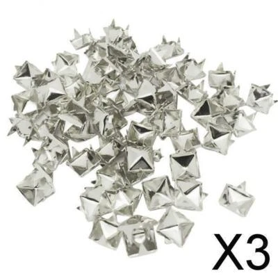 3X 100 Pezzi Piramide Borchie Rivetti Punti Punk Borsa In Pelle Fai Da Te Scarpe - Immagine 1 di 4