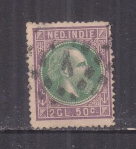 NETHERLANDS EAST INDIES, 1874 perf. 14, thin paper, 2g.50 Green & Purple, used. - Picture 1 of 1