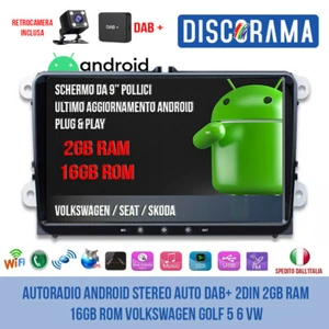 AUTORADIO ANDROID STEREO AUTO DAB+ 2DIN 2GB RAM 16GB ROM VOLKSWAGEN GOLF 5 6 VW - Foto 1 di 6