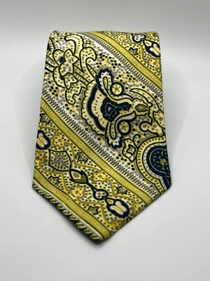 Corbata de cachemira amarilla lavable vintage Sears para hombre de 4" de ancho Foto 1 de 4