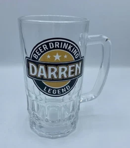 Darren Beer Drinking Legend Glass Beer Mug Stein 500ml Fathers Day Birthday - Picture 1 of 1