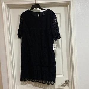 Ronnie Nicole Size 14 New With Tags Black Lace Short Sleeve Shift Retail $80 NWT - Picture 1 of 8