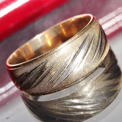 14k gold multi tone wedding band ring size 6 handmade 1930's antique 3.3gr - Image 1 of 4