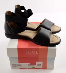 Soul Naturalizer Women's 6M Willa BLACK Sandals Leather Criss Cross Strap - Picture 1 of 10