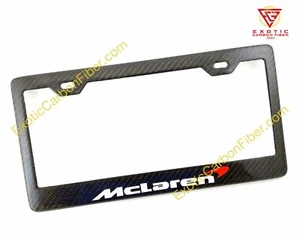 Mclaren White Text Red Splash Carbon Fiber license Plate Frame *Top Quality* - Picture 1 of 1