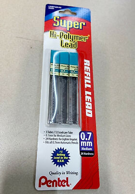 NEW Pentel 3-PK Super HiPolymer .7mm Mechanical Pencil Lead Refills CL50BP32B-K6 • 6.95$