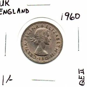 UK England 1960 One Shilling Queen Elizabeth II as pictured - Picture 1 of 6