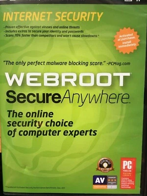 Webroot Secure Anywhere Internet Security WINDOWS 8 Compatible PC Mac or Mobile - Image 1 of 3