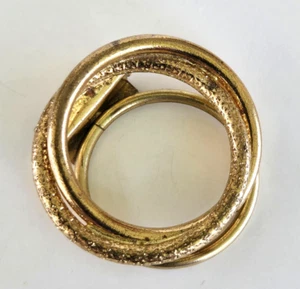 Vintage Western Germany Intertwined Double Circle Gold Tone Scarf Clip 1-5/16" - Picture 1 of 4