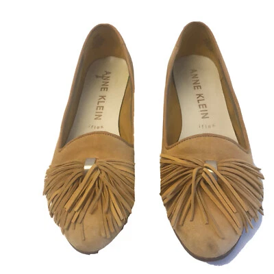 Anne Klein AK Dixie Mujer Talla 9M Dorado Gamuza Borla Pisos Foto 1 de 4