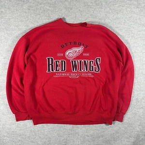 Felpa VINTAGE Detroit Redwings girocollo adulto XL hockey rosso boxy 26x26 - Foto 1 di 10
