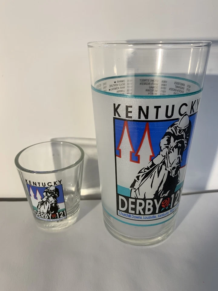 Vaso de tiro y bebida vintage de 1,5 oz Kentucky Derby 121st 1995 carreras de caballos Foto 1 de 3