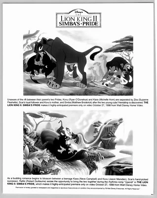 O Rei Leão II 1988 Filme Estampa 8x10 Animação Vintage Visão Dupla Simba Rafiki - Imagem 1 de 2