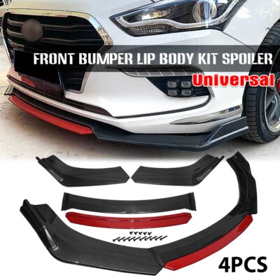 For Mercedes-Benz Front Bumper Lip Spoiler Splitter Body Kit Carbon Fiber + Red - Image 1 of 4