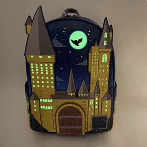Loungefly Harry Potter Mini Backpack GLOW Hogwarts Castle Gate Hedwig Debossed - Picture 1 of 24