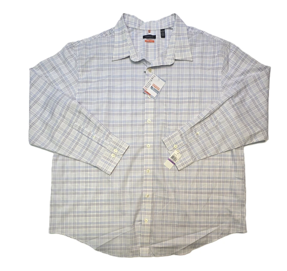 Van Hausen Performance Long Sleeve Dress Shirt White Check Mens Size 2XL - Image 1 of 4