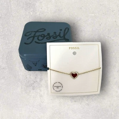 Fossil Armband Armreif JOF00932710 Gold Edelstahl Herz 💕 Glitzer Steinchen NEU - Bild 1 von 4