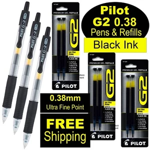 Pilot G2 0.38 Black, Ultra Fine Point, Black Gel Ink, Rollerball Pens & Refills - Picture 1 of 4