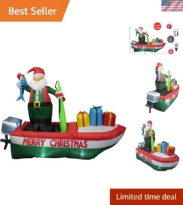 8 Foot Long Inflatable Santa Claus on a Fishing Boat - Picture 1 of 6