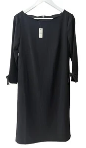 Talbots neu mit Etikett $ 129 schwarzes Etuikleid gewellter Ausschnitt 3/4-Ärmel Damengröße 8 - Bild 1 von 7