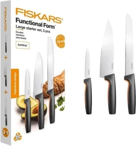 JUEGO DE CUCHILLOS FISKARS 3 CUCHILLOS DE COCINA, JUEGO DE CUCHILLOS, CUCHILLOS DE COCINA ACERO INOXIDABLE EMBALAJE ORIGINAL - Imagen 1 de 12