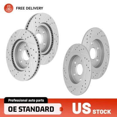 Комплект передних и задних перфорированных тормозных дисков для Scion xB 2008-2011 2012 2013 2014 2015 - Изображение 1 из 4