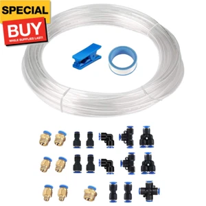 Air Line Tubing Kit, 5/16 Inch (8MM) OD x 32.8 Feet Pneumatic PU Air Hose Pipe T - Picture 1 of 7