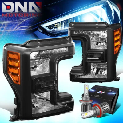 PARA FORD F250/350/450 SUPER DUTY 2017-2019 FAROS CON KIT LED + VENTILADOR FRÍO NEGRO Foto 1 de 4