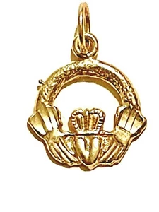 14K Yellow Gold Claddagh Charm Pendant - Picture 1 of 3