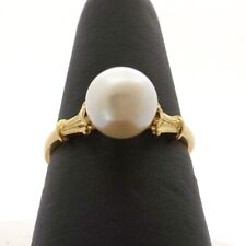 Mikimoto 18k Gold Akoya Pearl Fleur de Lis Ring 8mm sz7