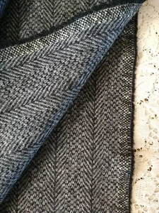 Dark Gray Herringbone Stripe Design Heavyweight Wool Fabric BTHY 18" L x 60" W - Picture 1 of 5