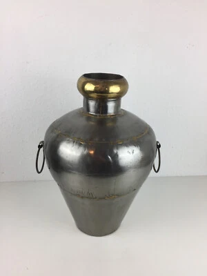 Blech Vase Indien silber Messing Handarbeit aus Rajasthan Deco antik 39 cm hoch. - Bild 1 von 4