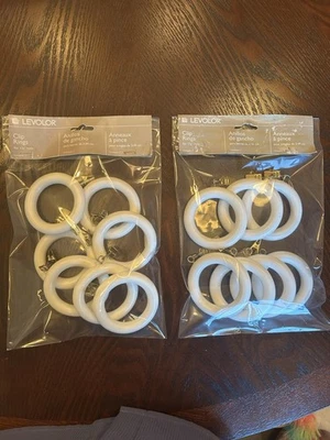 Классические кольца Levolor Wood Trends для шеста 1-3/8 дюйма, белые всего 14 шт. - Изображение 1 из 3