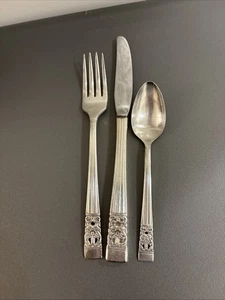 GEMEINSCHAFTSKRÖNUNG VERSILBERTES JUGENDMESSER, GABEL & LÖFFEL KINDERSET 3-TEILIG RARITÄT - Bild 1 von 12