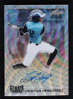 2021 Leaf Metal Draft 1990 Silver Wave Cristian Hernandez #LA-CH1 Auto - Image 1 of 2