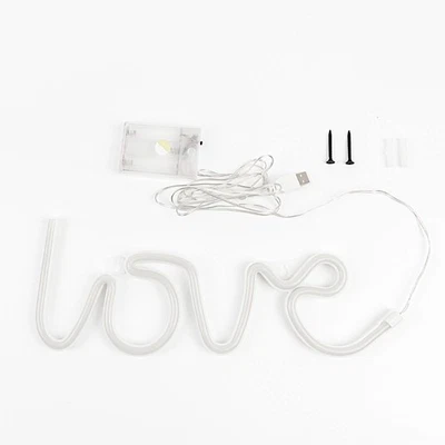 13" Warm White Love Neon Sign LED Hanging Wall Decor Lights Party Decorations - Image 1 of 4