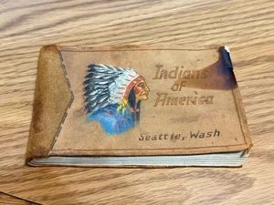 Vintage Buch INDIANS OF AMERICA seltenes LEDERGEBUNDENES BOOKLET 1930er - Bild 1 von 19