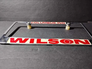 VTG Rare Wilson Olds Cadillac Metal Dealer License Plate Frame Columbus, IN - Picture 1 of 6
