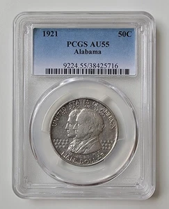 1921 Half Dollar Alabama Centennial Commemorative 50C, AU 55 PCGS - Picture 1 of 8