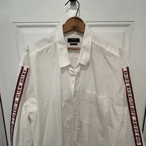 Zara Enjoy While It Lasts White Button Down Shirt With Slogan Taping Size XL - Picture 1 of 6