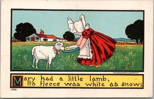 Tarjeta postal firmada por artista de la década de 1960 WALL / Sunbonnet Girl "Mary Had a Little Lamb-" - Imagen 1 de 2