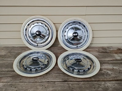 1957 CHEVY CHEVROLET 14 INCH HUBCAP White Wall Simulators BEL AIR 210 - Image 1 of 4